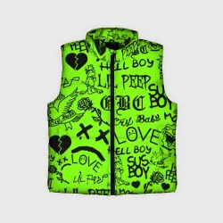 Детский жилет утепленный 3D Lil Peep кислотный паттерн