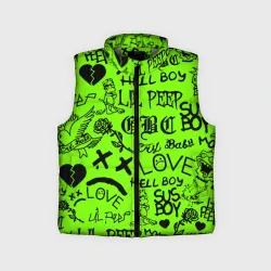 Детский жилет утепленный 3D Lil Peep кислотный паттерн