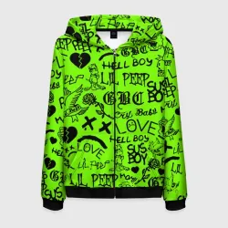 Мужская толстовка 3D на молнии Lil Peep кислотный паттерн