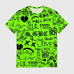 Мужская футболка 3D Lil Peep кислотный паттерн