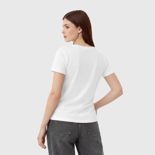 Женская футболка хлопок с принтом Бостон-терьер играет на гитаре, вид сзади #2