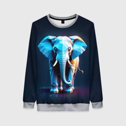 Женский свитшот 3D Синий геометрический слон