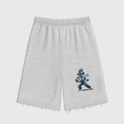 Женские шорты oversize футер хлопок Пудель играет на гитаре укулеле