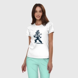 Женская пижама с белой футболкой хлопок Пудель играет на гитаре укулеле - фото 2