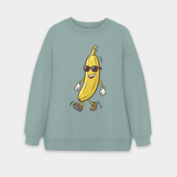 Женский свитшот oversize без начеса хлопок Весёлый банан
