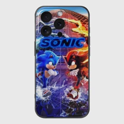 Чехол для iPhone 16 Pro силиконовый с защитой камеры Соник и Шэдоу ёжики