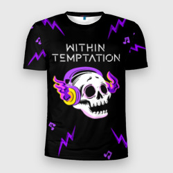 Мужская футболка 3D Slim Within Temptation неоновый череп
