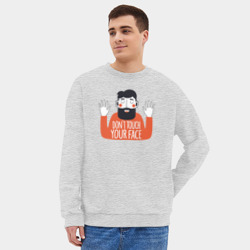 Мужской свитшот oversize без начеса хлопок Не трогай своё лицо - фото 2