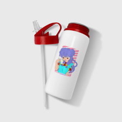 Бутылка для воды с трубочкой Ранма - shampoo anime girl - фото 2
