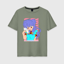 Женская футболка хлопок Oversize Ранма - shampoo anime girl