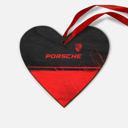 Деревянная игрушка Сердце Porsche - red gradient посередине