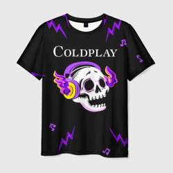 Мужская футболка 3D Coldplay неоновый череп