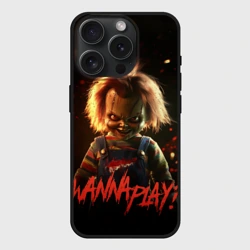 Чехол силиконовый для Apple iPhone 15 Pro Мax матовый Chucky wanna play?
