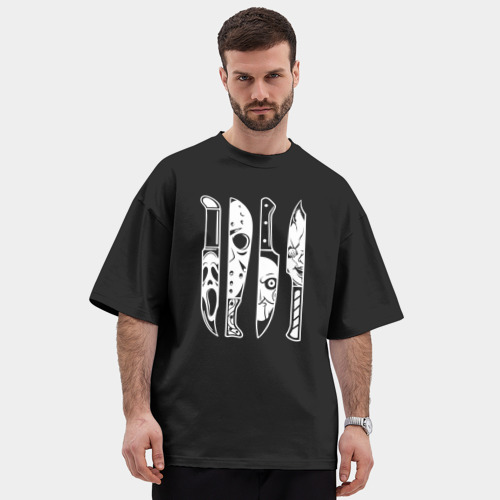 Мужская футболка Oversize хлопок premium с принтом 4 злодея из фильмов ужасов - картинка 3 Мужская футболка Oversize хлопок premium 4 злодея из фильмов ужасов - фото 3