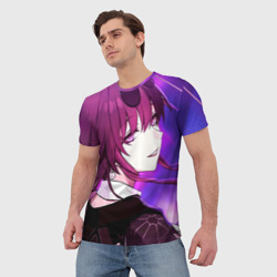 Мужская футболка 3D Honkai Star Rail Kafka violet light - фото 2