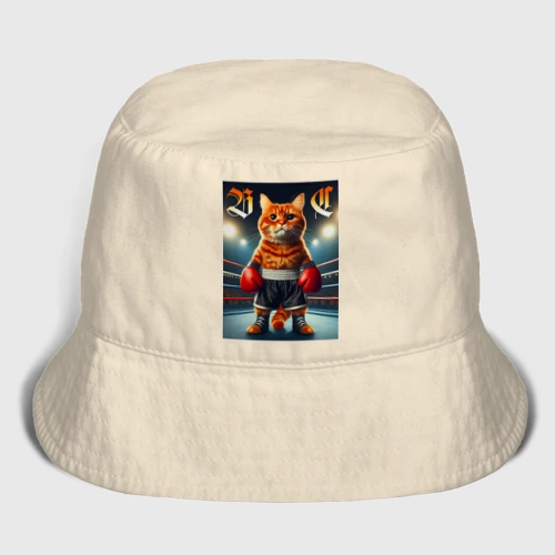 Мужская панама хлопок Red cat is a professional boxer - ai art fantasy