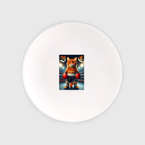 Тарелка Red cat is a professional boxer - ai art fantasy