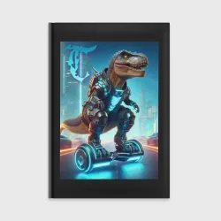 Ежедневник Cyber tyrannosaur on a hoverboard - neon glow fantasy