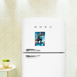 Магнитный плакат 2Х3 Cyber tyrannosaur on a hoverboard - neon glow fantasy - фото 2