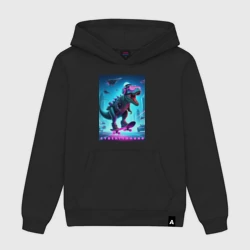 Женская толстовка хлопок Cyber tyrannosaur on a skateboard - ai art fantasy