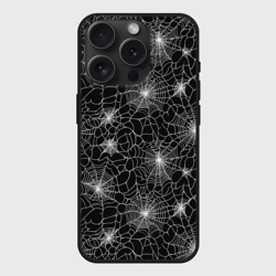 Чехол силиконовый для Apple iPhone 15 Pro Мax матовый Паутина - паттерн
