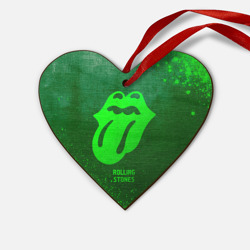 Деревянная игрушка Сердце Rolling Stones - green gradient