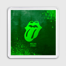Магнит 55*55 Rolling Stones - green gradient