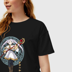 Женская футболка хлопок Oversize Волшебница Фрирен  - фото 2