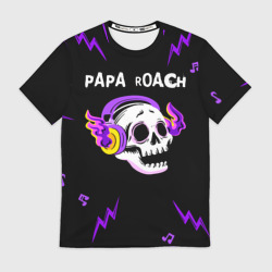 Мужская футболка 3D Papa Roach неоновый череп