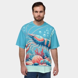 Мужская футболка oversize 3D Креветка на дне океана - фото 2