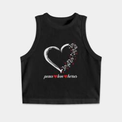Женская укороченная майка-топ хлопок Мир любовь и лошади