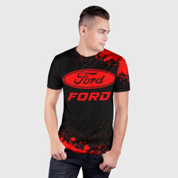 Мужская футболка 3D Slim Ford - red gradient - фото 2