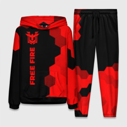 Женский костюм с толстовкой 3D Free Fire - red gradient по-вертикали
