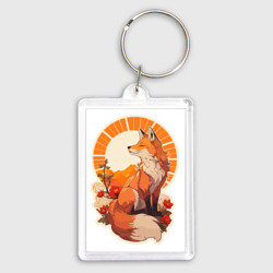 Брелок прямоугольный 35*50 Лиса и солнце в японском стиле