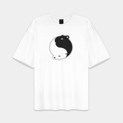 Женская футболка Oversize хлопок premium Капибары инь янь