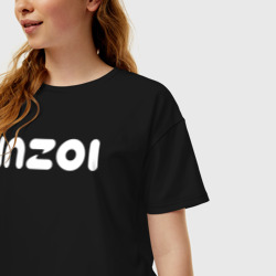Женская футболка хлопок Oversize Inzoi logo - фото 2