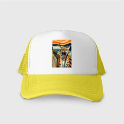 Кепка тракер с сеткой Рысь кричит на картине Эдвард Мунк - мем искусство