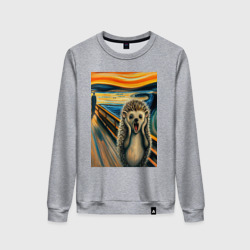 Женский свитшот хлопок Ёжик кричит на картине Эдварда Мунка - мем искусство