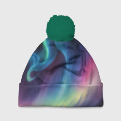 Шапка 3D c помпоном Разноцветное свечение в небе