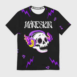 Мужская футболка 3D Maneskin неоновый череп