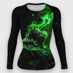 Женский рашгард 3D Лев в неоновом дыму