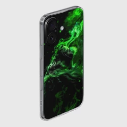 Чехол для iPhone 16 силиконовый с защитой камеры Лев в неоновом дыму - фото 2