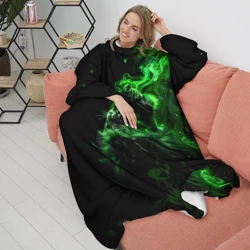 Плед с рукавами Лев в неоновом дыму - фото 2