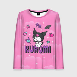 Женский лонгслив 3D Куроми в розовых облаках