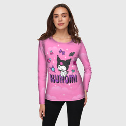 Женский лонгслив 3D Куроми в розовых облаках - фото 2