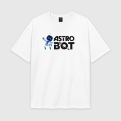 Женская футболка Oversize хлопок texturе Астро бот весёлый робот