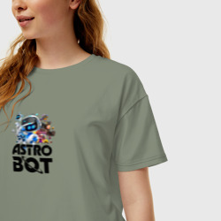 Женская футболка хлопок Oversize Astro bot black  - фото 2