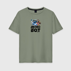 Женская футболка хлопок Oversize Astro bot black 