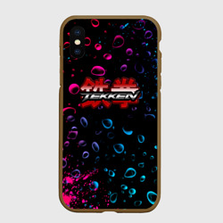 Чехол для iPhone XS Max матовый Tekken неоновые капли