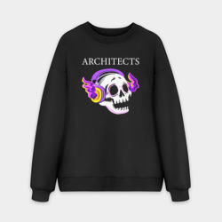 Мужской свитшот oversize без начеса хлопок Architects - неоновый череп